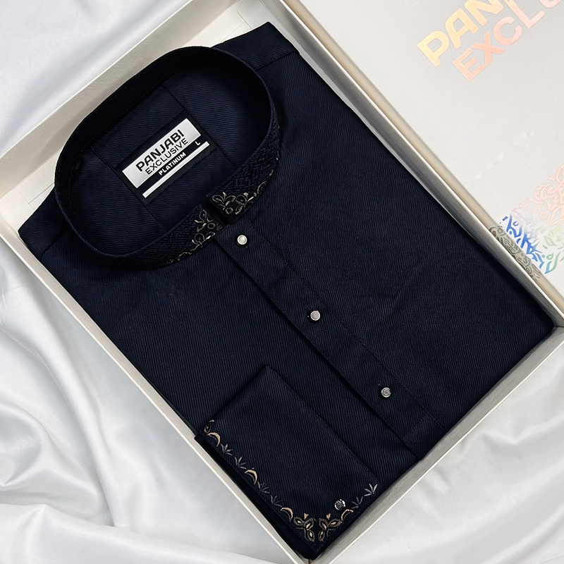 Premium Simple Emboidary Panjabi ( Black )
