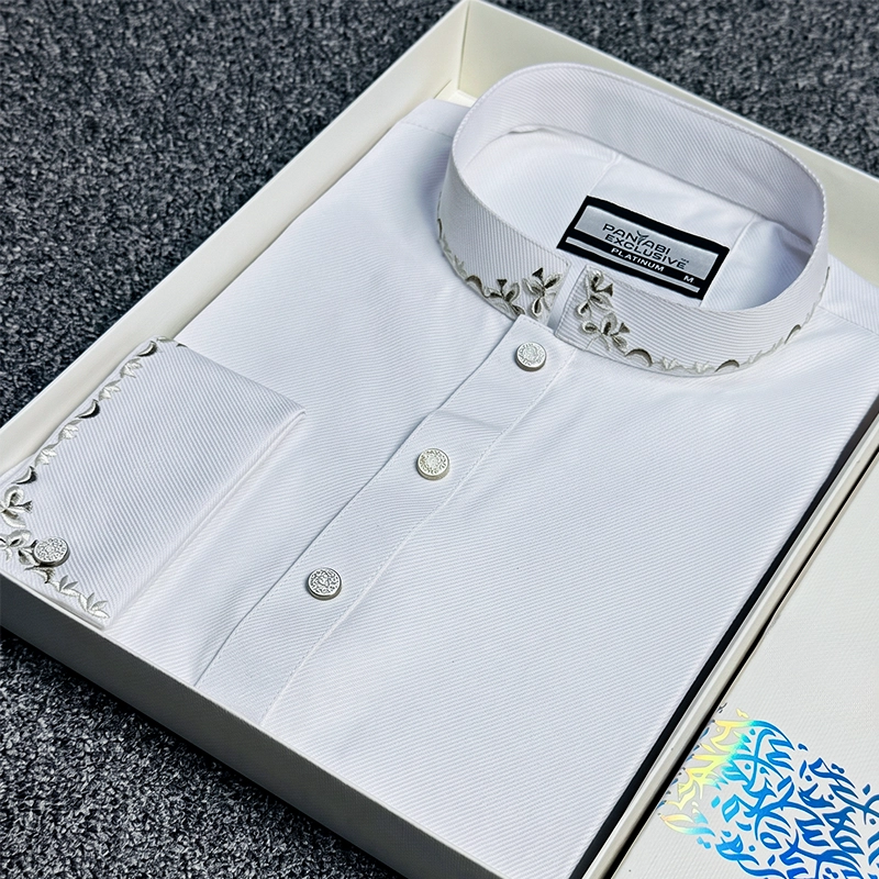 Premium Simple Emboidary Panjabi ( White )