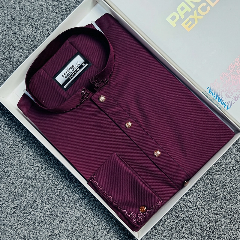 Premium Simple Emboidary Panjabi ( Maroon )