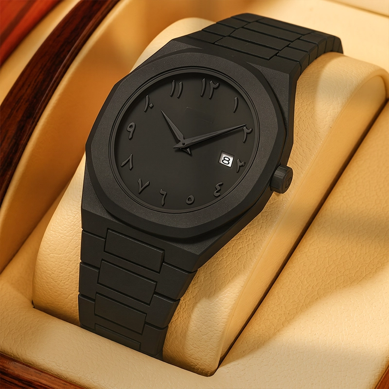 Arabic Aura Date Quartz Watch - Black