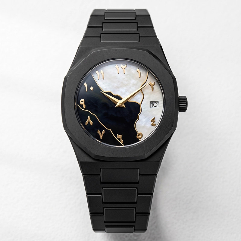 Arabic Aura Date Quartz Watch -_Black