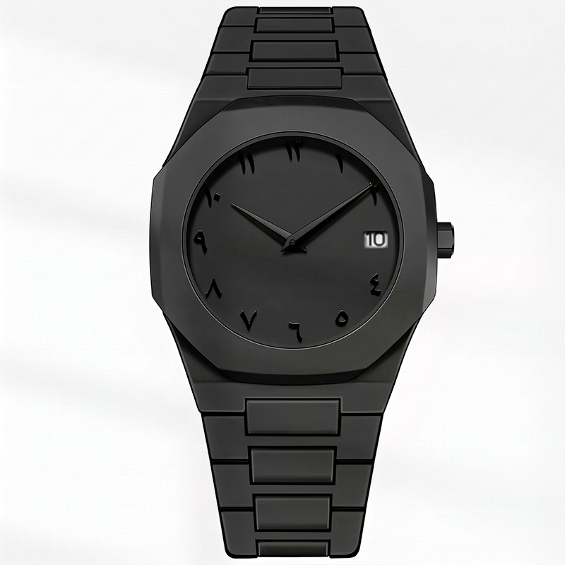 Arabic Aura Date Quartz Watch _ Black