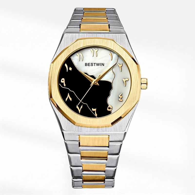 Bestwin Arabic Stainless steel watch- Silver & Brown