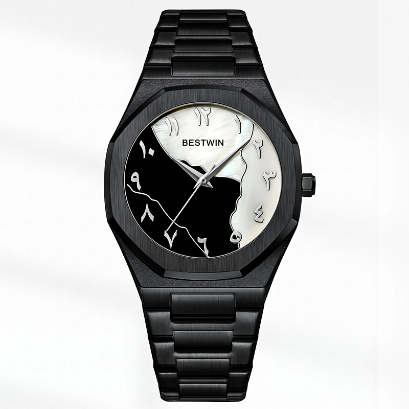 Bestwin Arabic Stainless steel watch- Black