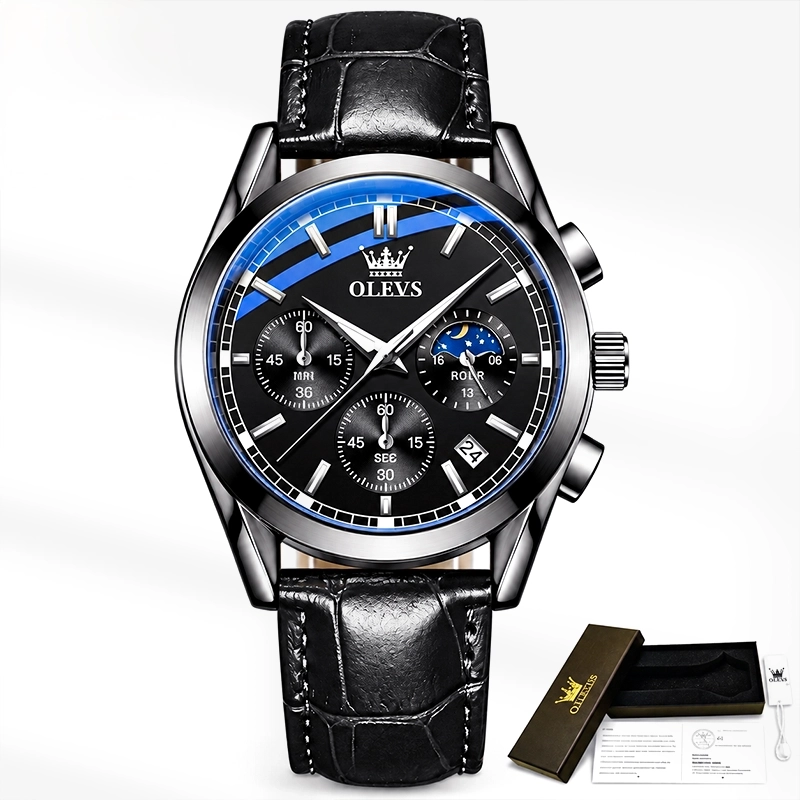 Olevs 2871 Leather Analog Watch