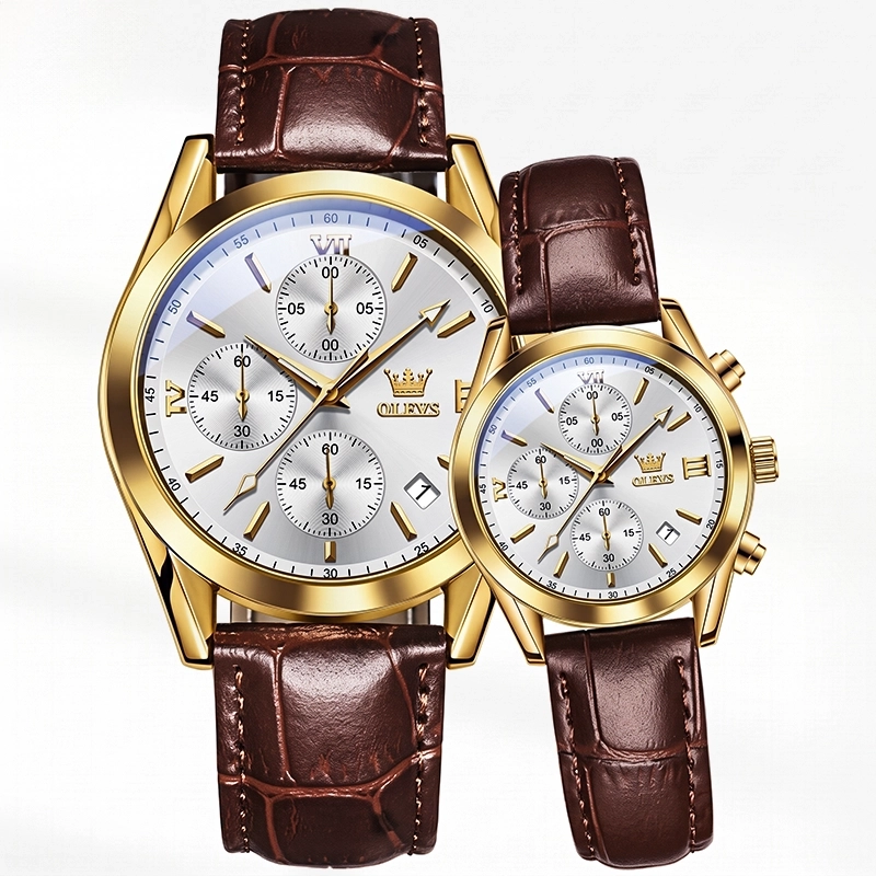 Olevs 2872 Couple leather analog  -white