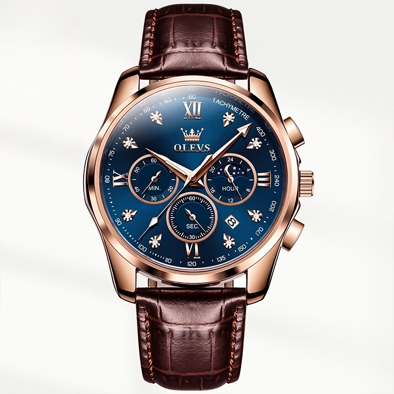 Olevs 2888 Leather watch For Men - Blue