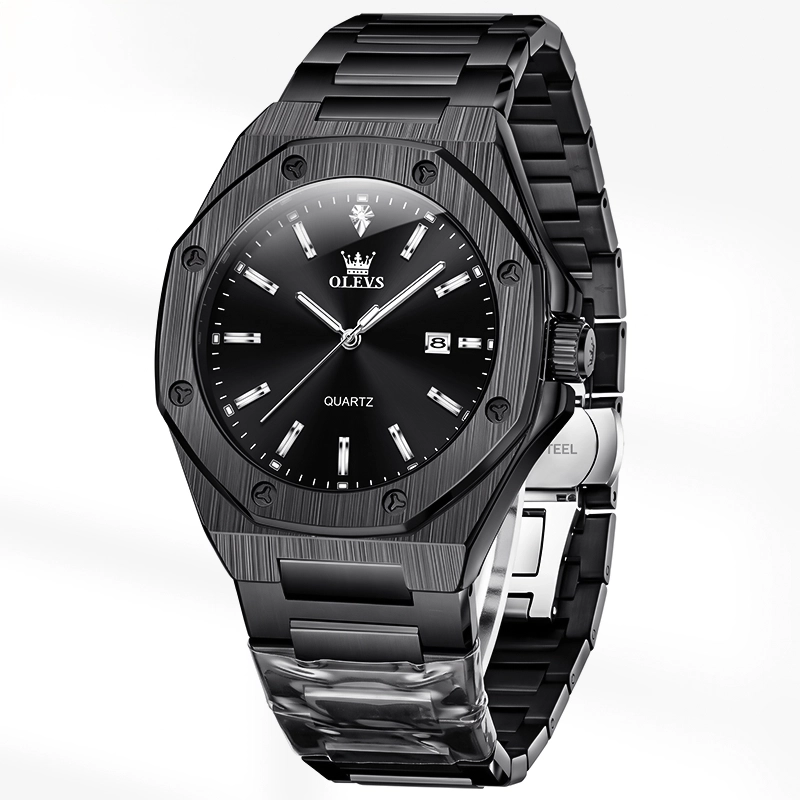 OLEVS 3613 Butterfly Lock Watch - Black