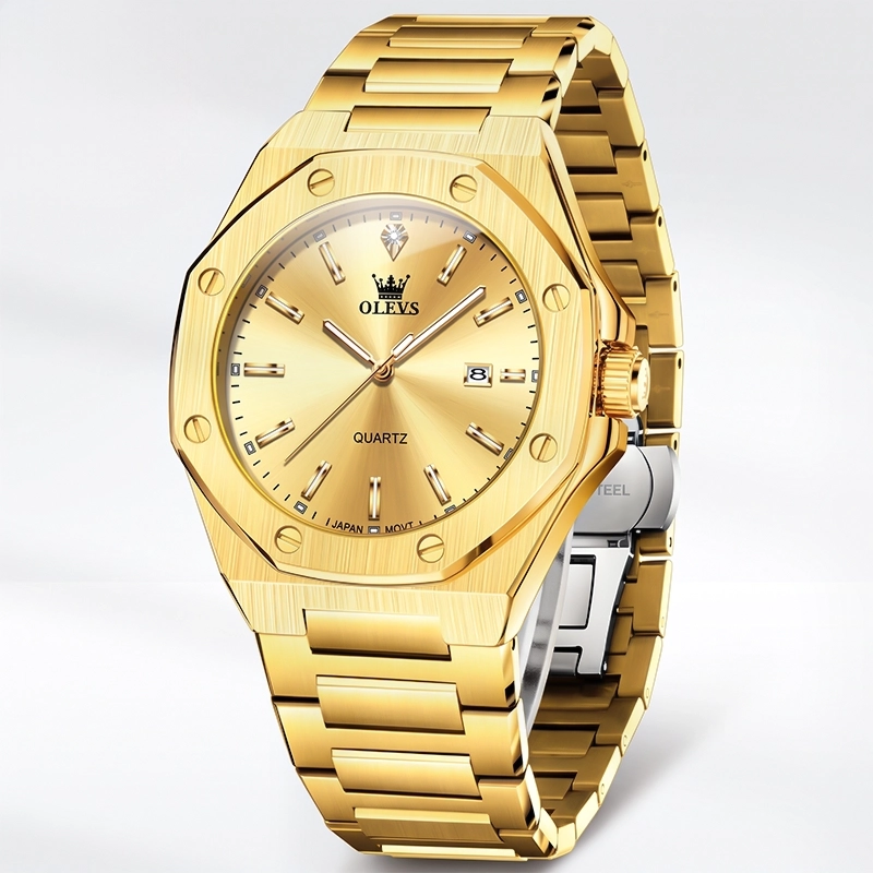 OLEVS 3613 Butterfly Lock Watch - Gold