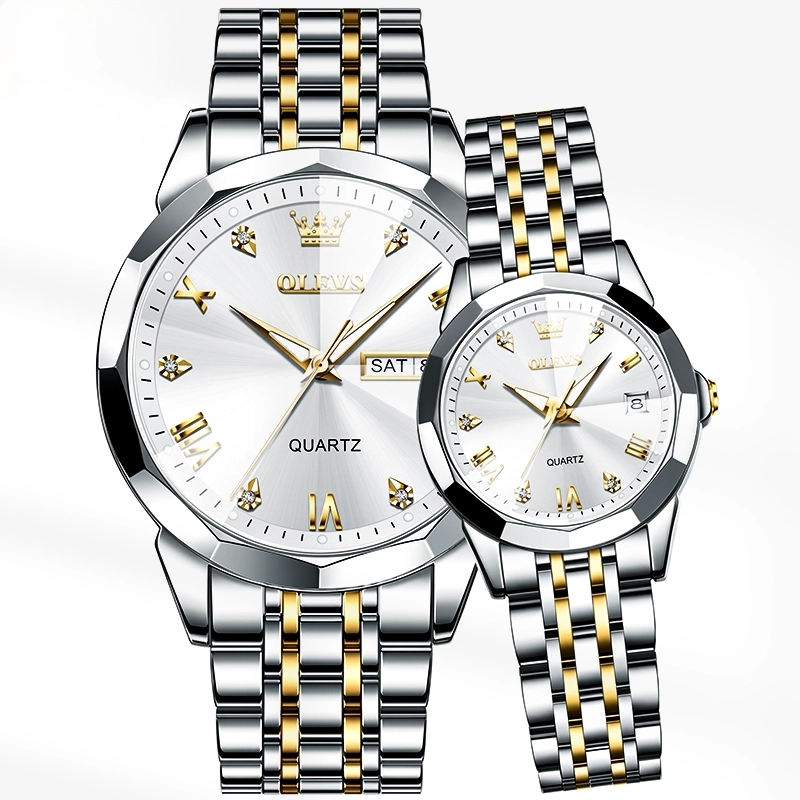Olevs 9931 Stainless Steel Couple Watch  - White