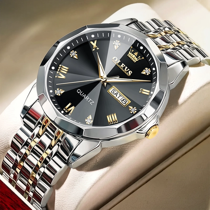 Olevs 9931 Stainless Steel Men watch - white and black