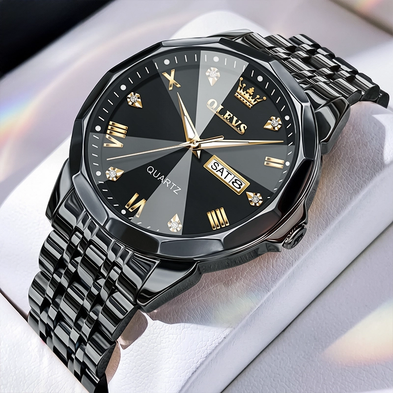 Olevs 9931 Stainless Steel Men watch - Black