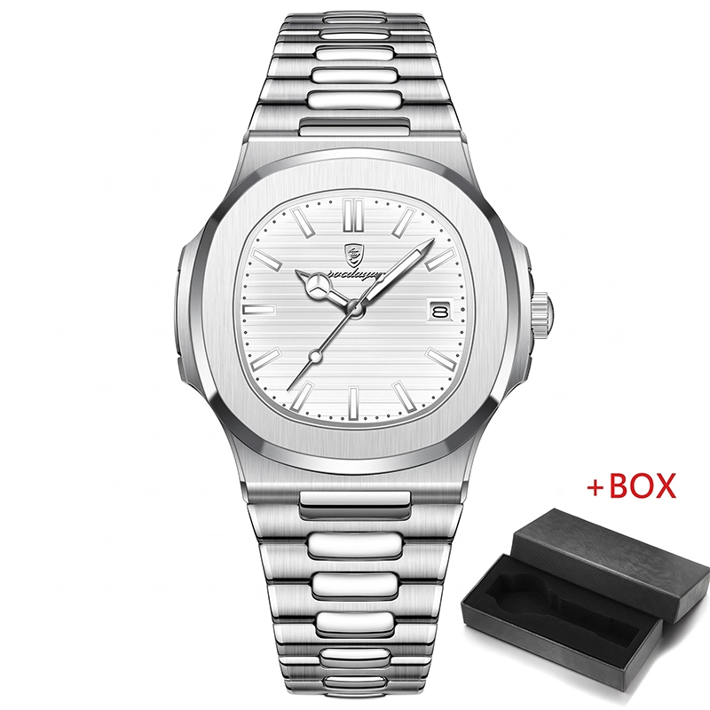 Poedagar 613 Butterfly Lock Men Watch - Silver