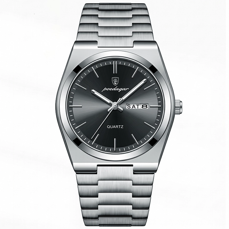 Poedagar 930 Stainless Steel Men Watch - black & Silver